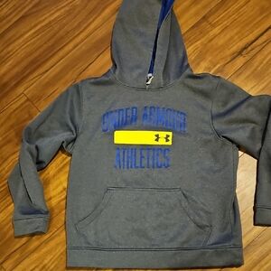 Under Armour Blue and Yellow Accented Gray Hoodie